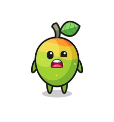 the shocked face of the cute mango mascot