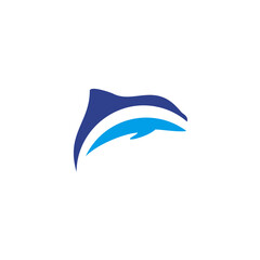 Dolphin fish icon logo design template