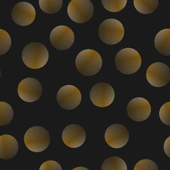 Seamless pattern with wavy circles on black background