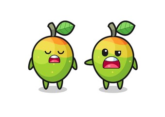 illustration of the argue between two cute mango characters
