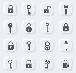 Lock and Key icons set