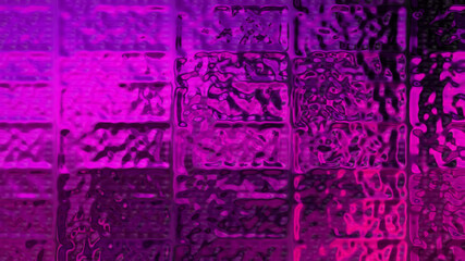 Purple background made of rectangular elements. Beautiful abstraction with smooth textures. The wall is made of liquid glass.