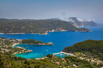 Fototapeta na wymiar View of Palaiokastritsa beaches on the island of Corfu, Greece.