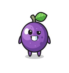 cute passion fruit mascot with an optimistic face