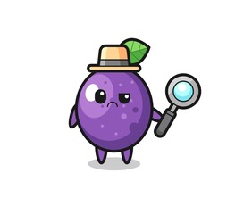 the mascot of cute passion fruit as a detective