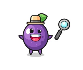illustration of the passion fruit mascot as a detective who manages to solve a case