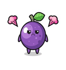 annoyed expression of the cute passion fruit cartoon character