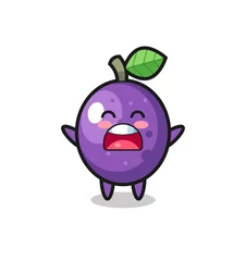 Fotobehang cute passion fruit mascot with a yawn expression © heriyusuf