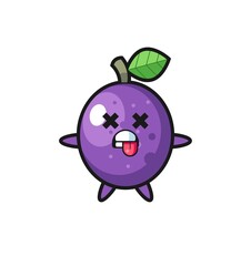 character of the cute passion fruit with dead pose