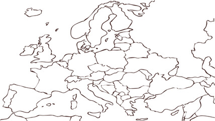 Vector map of europe in black and white