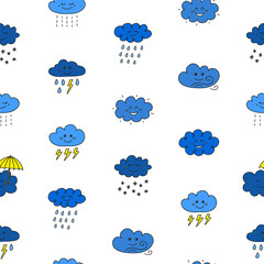 Obraz premium Seamless pattern with doodle clouds.