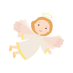 Cartoon angel. Vector illustration isolated on white background.