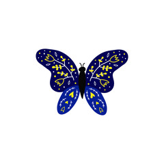 Doodle butterfly with floral decor.