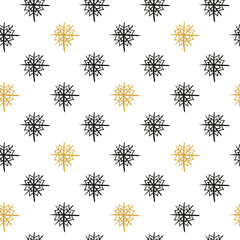 Fototapeta na wymiar Seamless pattern with hand drawn snowflakes.