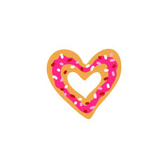 Doodle heart shaped glazed donut.