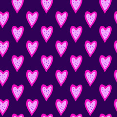 Seamless pattern with heart shaped cookies.
