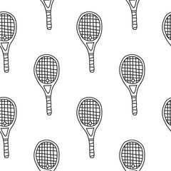 Seamless pattern with big tennis rackets.