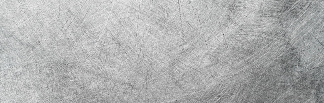 Scratched metal texture background - long banner