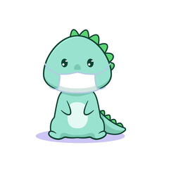 Cute kawaii dinosaur wear face mask