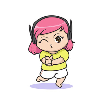 Cute gamer girl illustration design