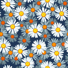 Daisy flower seamless vector pattern - 448226132