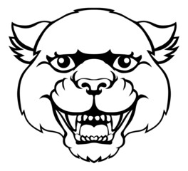 Panther Mascot Cute Happy Cartoon Character
