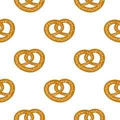 Seamless pattern with bavarian pretzels.
