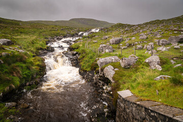 A 3 shot HDR image of Allt nam breac flowing down to provide water to a reconstructed Norse Mill...