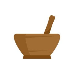 Condiment wood bowl icon flat isolated vector