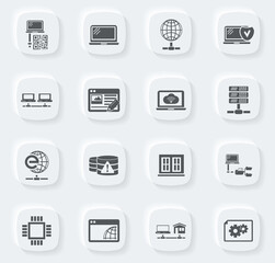 Internet, server, network icons set