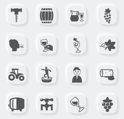 Vineyard and Wine icons set
