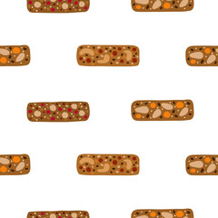 Seamless pattern with doodle granola bars.