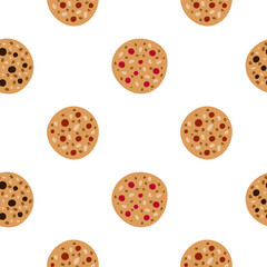Seamless pattern with doodle granola cookies.