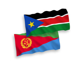 Flags of Eritrea and Republic of South Sudan on a white background