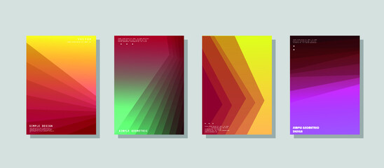 Obraz premium Abstract geometric pattern background for brochure cover design. Blue, yellow, red, orange, pink and green vector banner template 