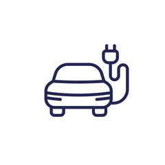 electric car with a plug line icon