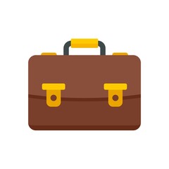 Tutor leather bag icon flat isolated vector
