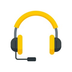 Lesson headset icon flat isolated vector