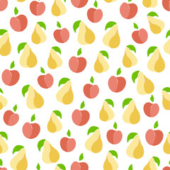 Fototapeta na wymiar Abstract seamless pattern with fruits. Contemporary art print templates. Pears and peaches.