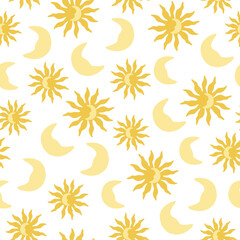 Abstract seamless pattern. Contemporary art templates. Background with sun and moon.