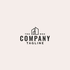 minimalist line art house building real state logo design