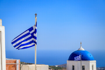 Santorini - officially Thira and classic Greek Thera is an island in the southern Aegean Sea, about...