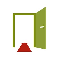 Direction of indoor entrance icon flat isolated vector