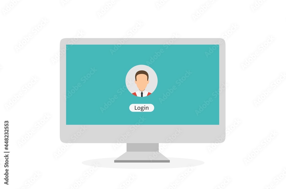 Wall mural log in account on the laptop. hands on the laptop. laptop with password notification. vector