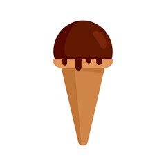 Chocolate ball ice cream icon flat isolated vector
