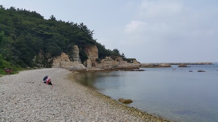 한국 백령도 두무진 해수욕장