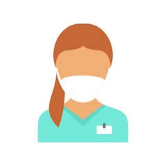 Medical nurse icon flat isolated vector