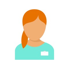 Girl nurse icon flat isolated vector