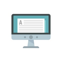 Online computer lesson icon flat isolated vector