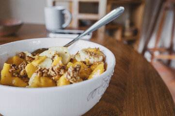 Healthy bowl mangos
